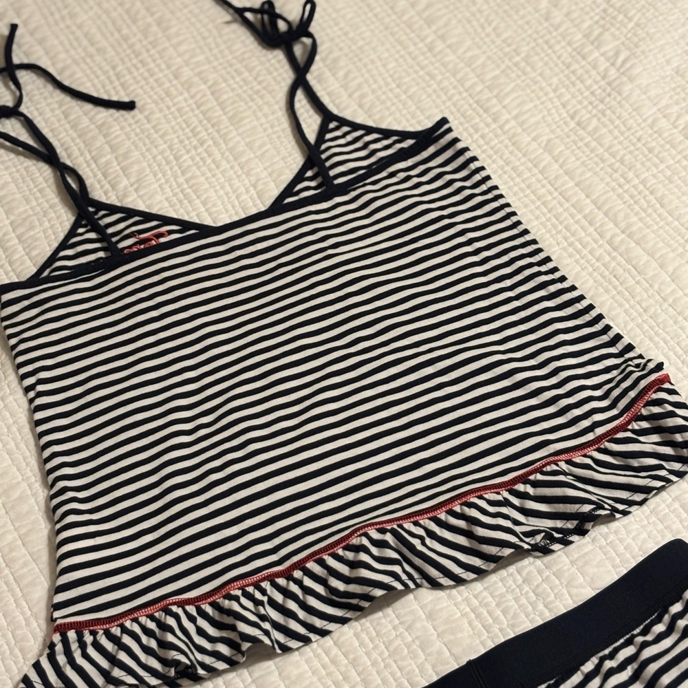 Tommy Hilfiger Women's Black and White Striped Pajama Set - Picture 5 of 7